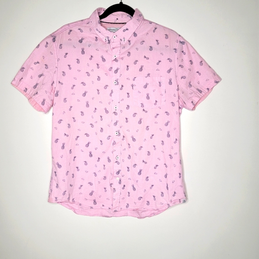 Pineapple shirt SOVEREIGN CODE Short Sleeve button down Pink Large
